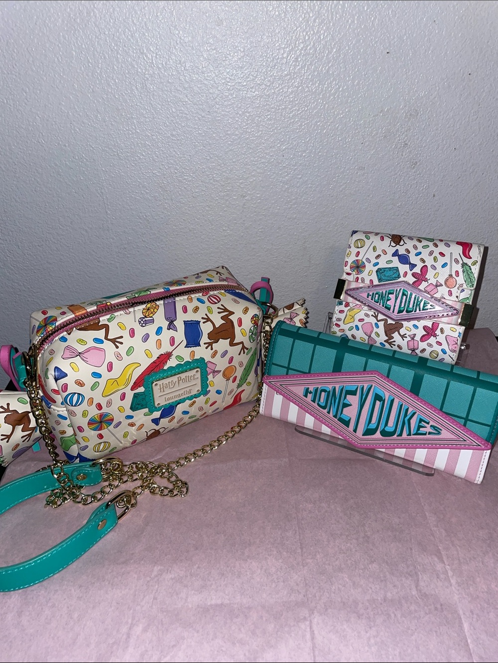 Loungefly Harry Potter Honeydukes Sweet Shop Candy Print Crossbody & Wallets Set